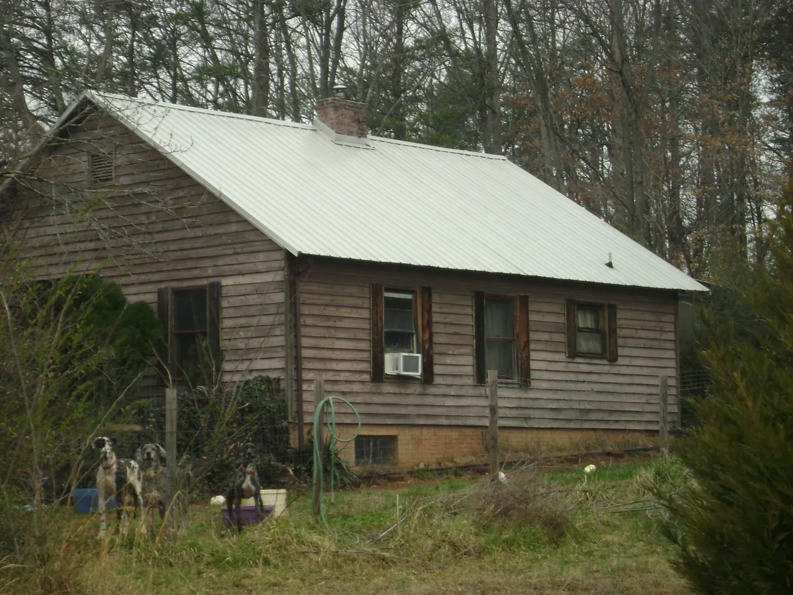 White metal roof on an old wood sided farmhouse, from a Metal Roof Installation job in Bowman